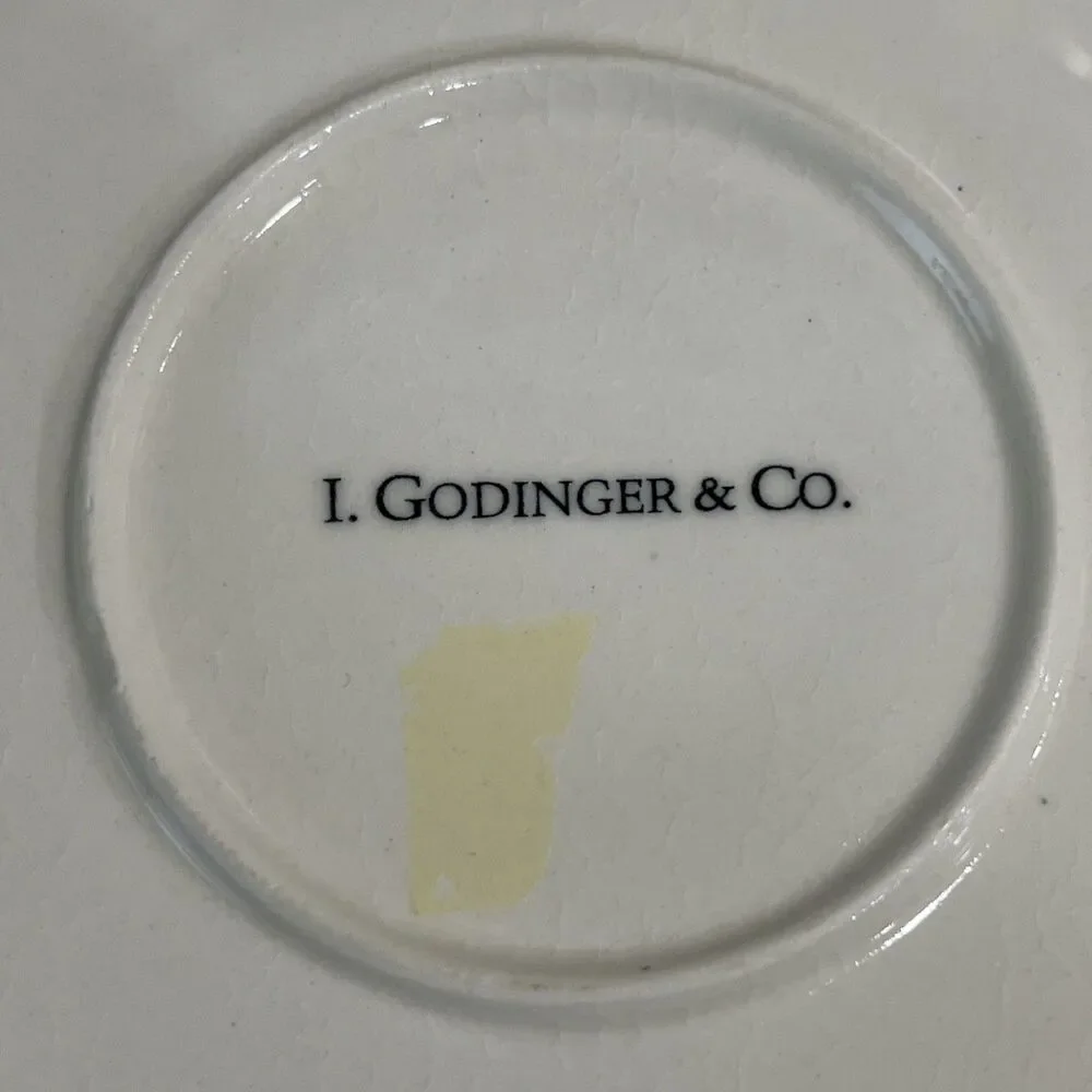 I Godinger & Co Cobalt Blue Yellow Hand Painted Plates Scalloped Set of 2